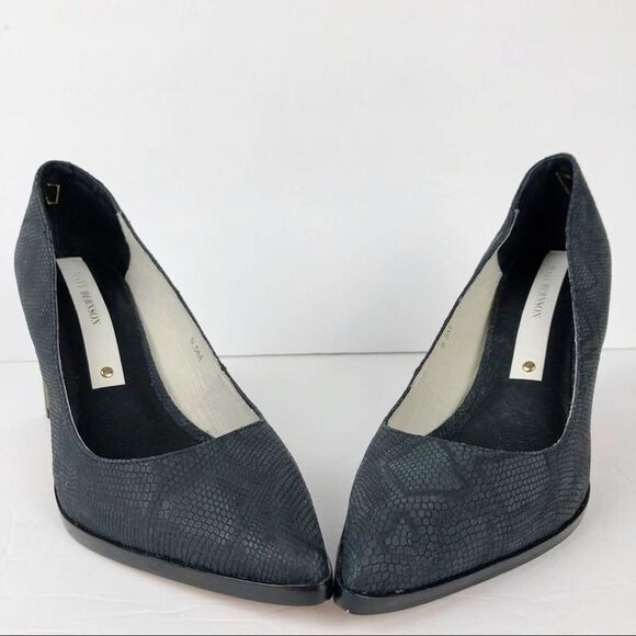Matt Bernson Python Snake Embossed Pointy Toe Heels Pump Black charcoal 9.5 - Picture 15 of 16